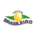 Logo TuttoBrasileiro. A yellow circle with green triangles on each side, waving like a flag. It alludes to the Brazilian flag. The typography above is "Tutto" and below is "Brasileiro".